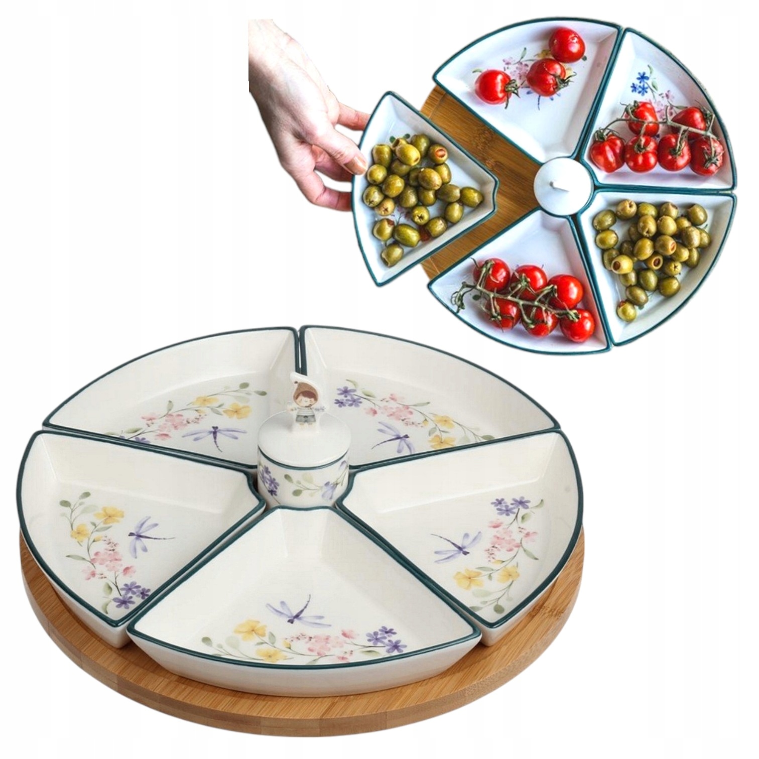 Podnos Otočná Miska Na Svačinu Ovoce Maso Sýr Servírovací Prkénko