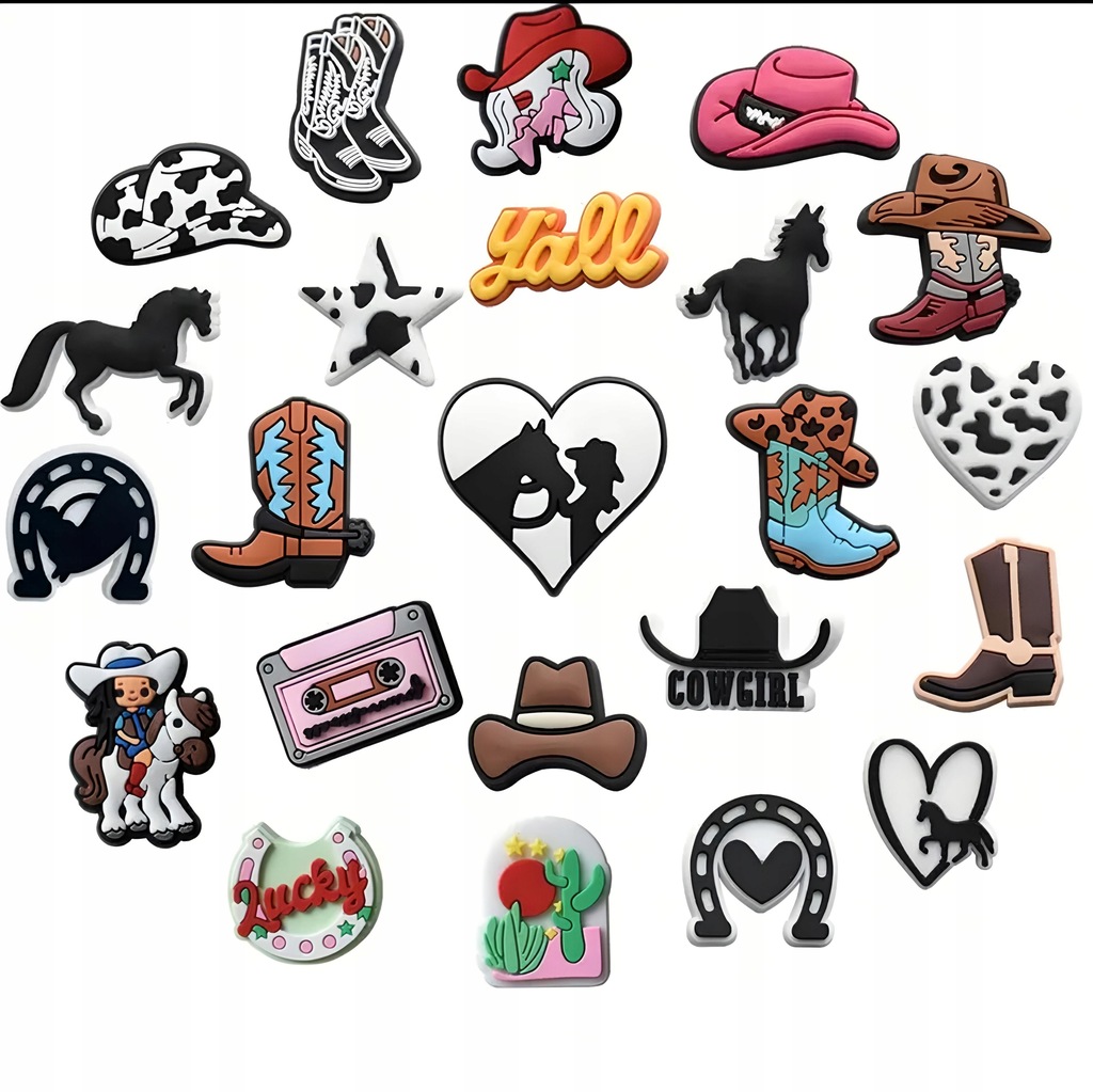 23 шт. ПОДВЕСКИ ДЛЯ CROCS ЛОШАДИ КОВБОЙСКИЕ БУЛАВКИ