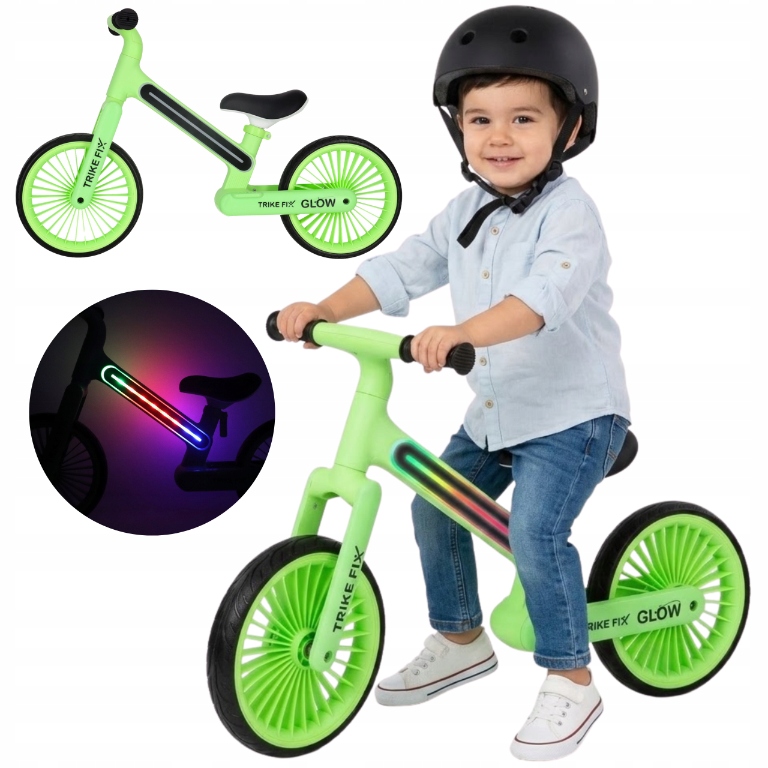 Rowerek Biegowy Dla Dzieci Dziecięcy Ultra Lekki Rama Led Neon Zielony 2+
