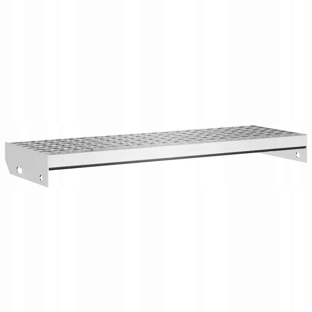 Stříbrný protiskluzový stupeň z galvanizované oceli 70 x 24 x 7 cm