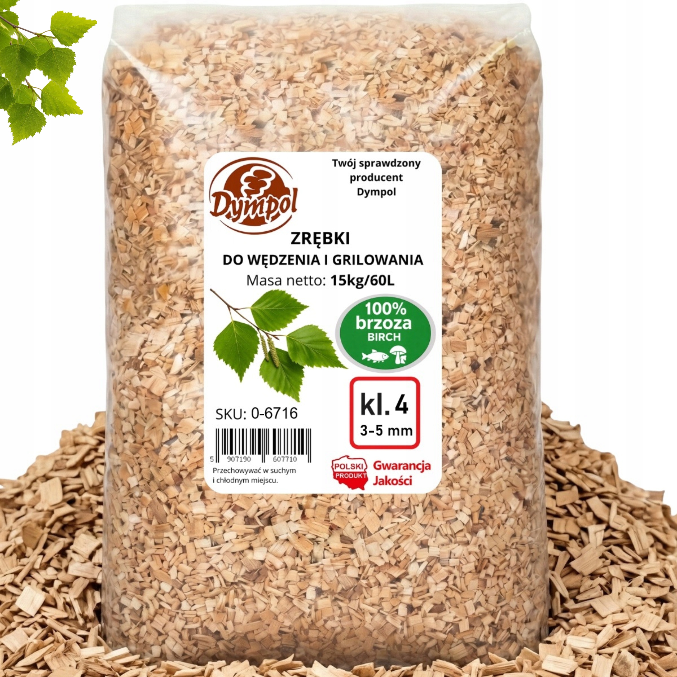 Březové štěpky pro uzení v elektrické udírně Kl 04 (3-5 mm) 15 kg Dympol