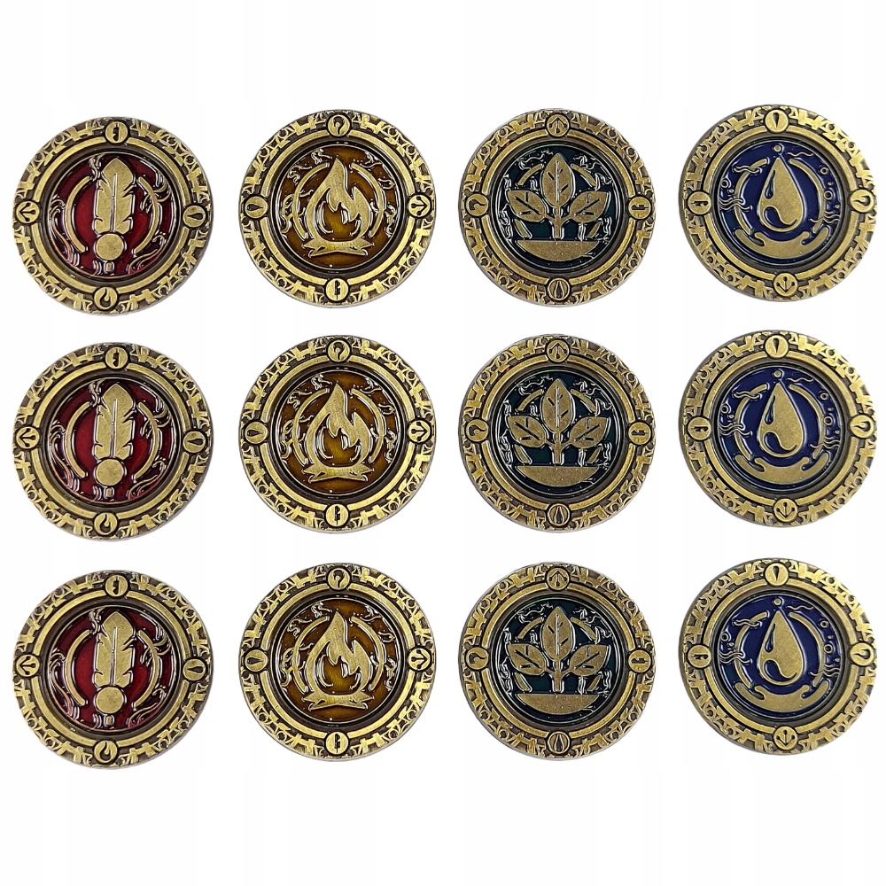 ŻYWIOŁY ZESTAW 12 METALOWYCH MONET LARP RPG