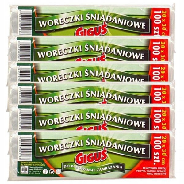 

Woreczki śniadaniowe Giguś do pakowania 100szt. x6