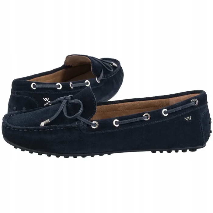 Dámské boty Polobotky Pohodlné Mokasíny Wojas Tmavě modré Velur 46327-66