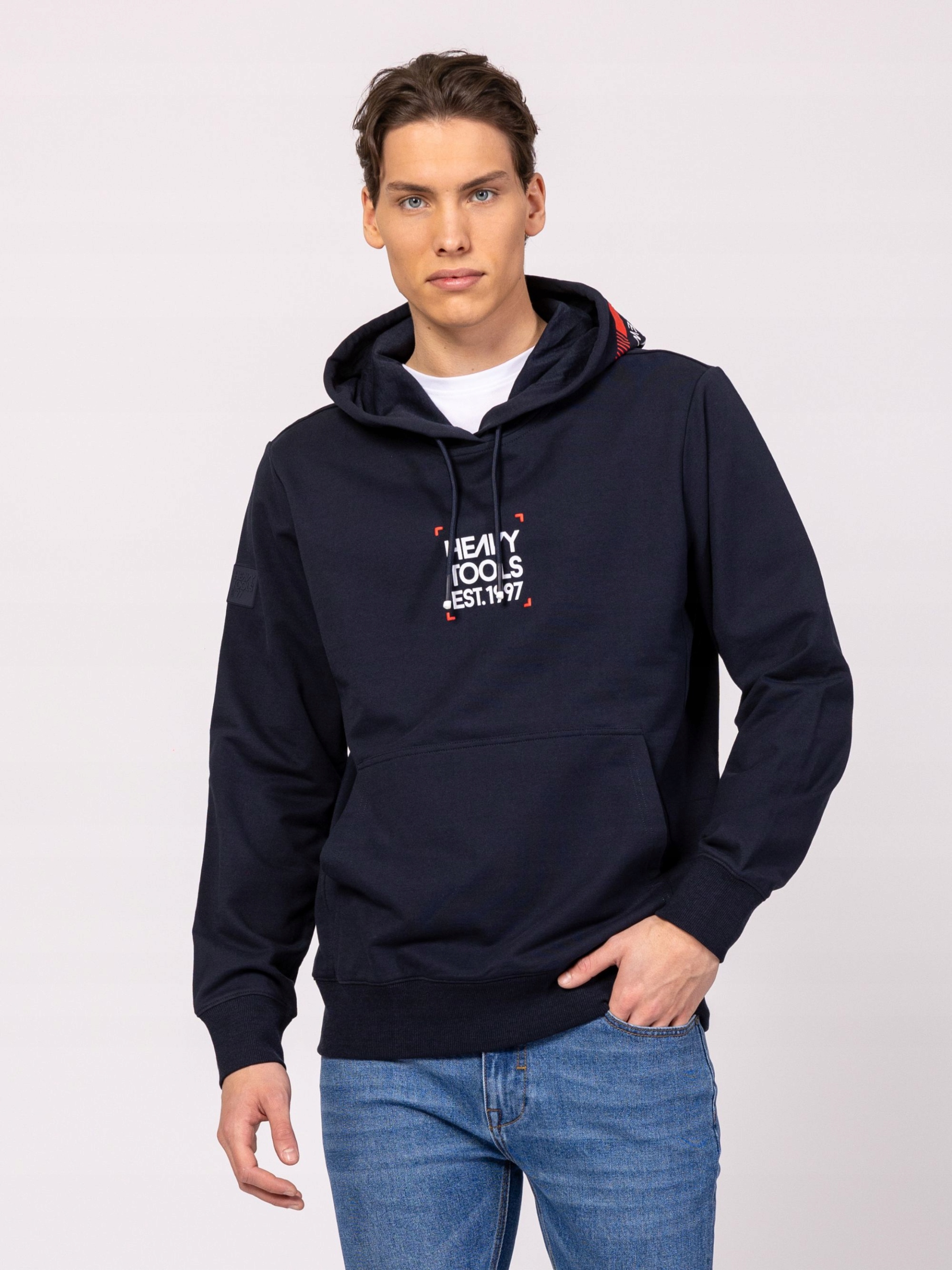 Pánská Mikina S Kapucí kapucí Heavy Tools Sarben v tmavě modré Velikost XXL