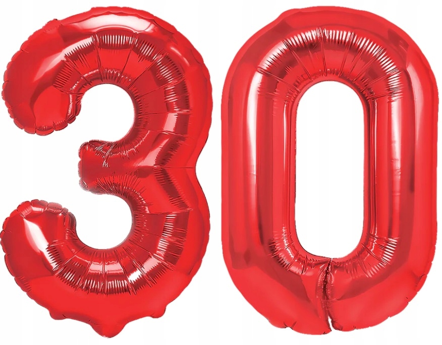 Balony Cyfry 30 Urodziny Czerwony 100 cm
