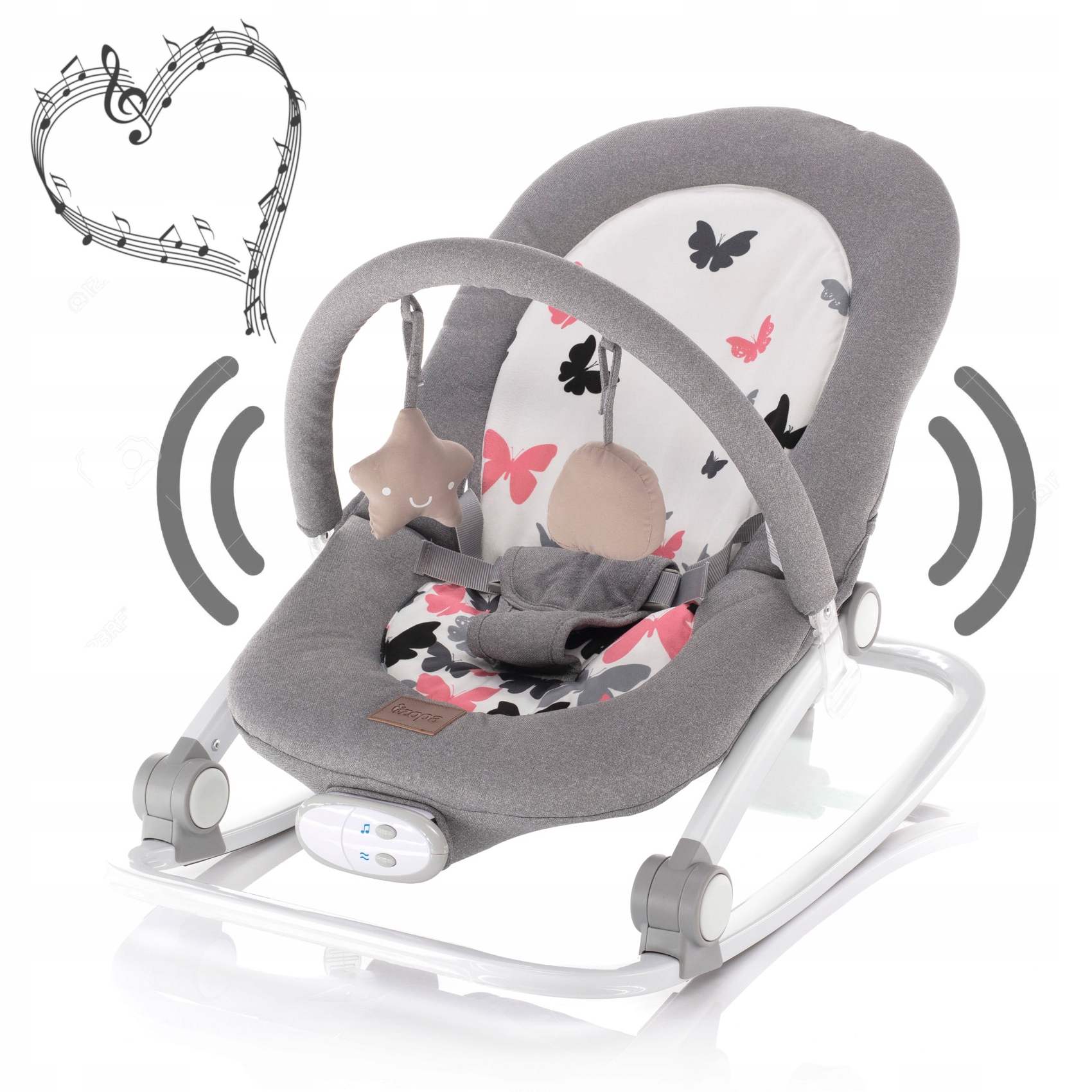 ШЕЗЛОНГ складывающийся очень компактно, подножка ВИБРАЦИИ МУЗЫКИ от 0 до 18 кг