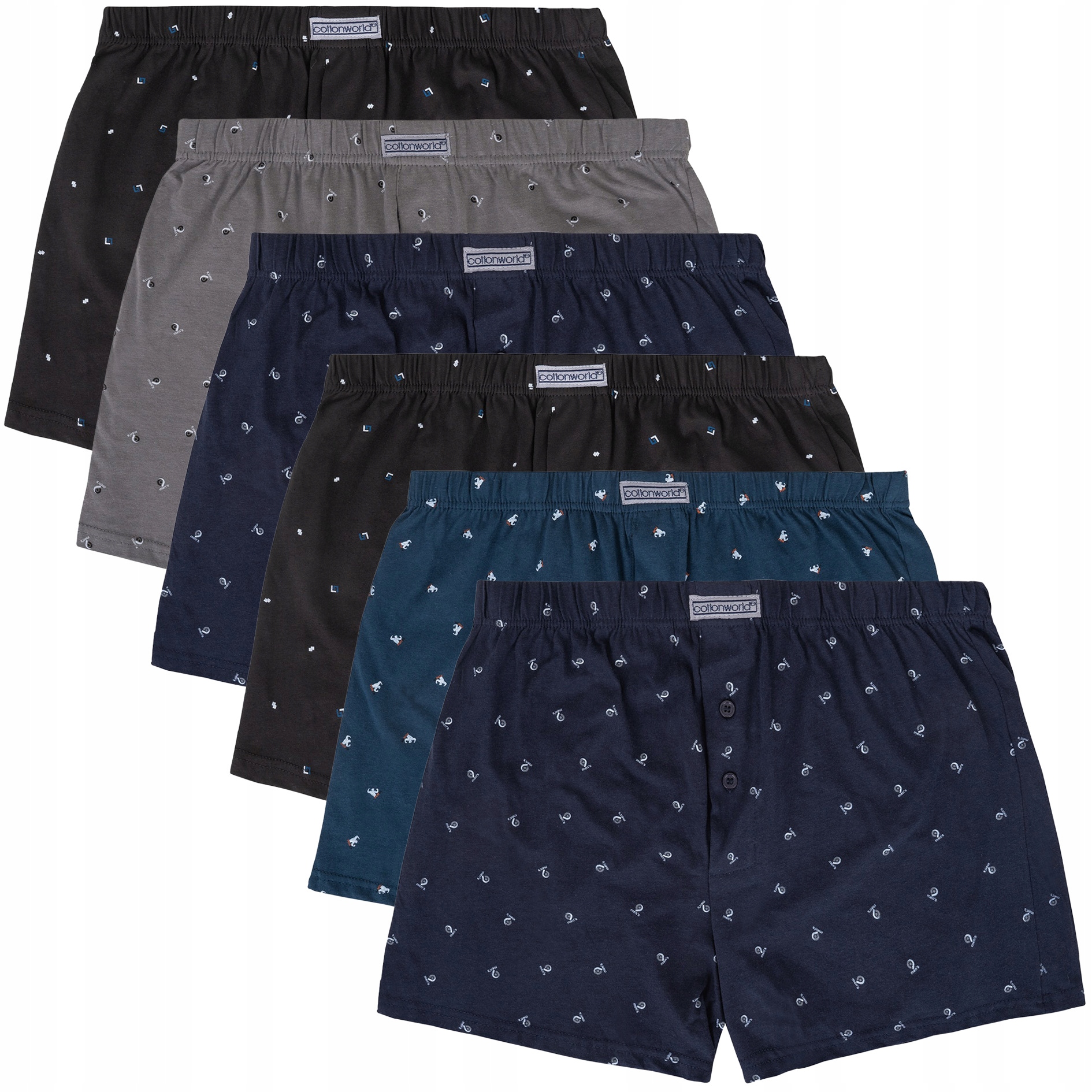 6PAK Bokserki Majtki Męskie Luźne Cotton World Rozmiar XXL