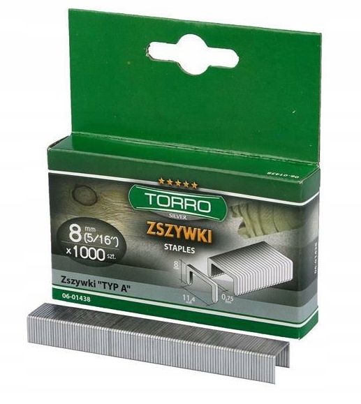 

Zszywki Stalowe 10MM Torro Taker Typ A 1000 Sztuk