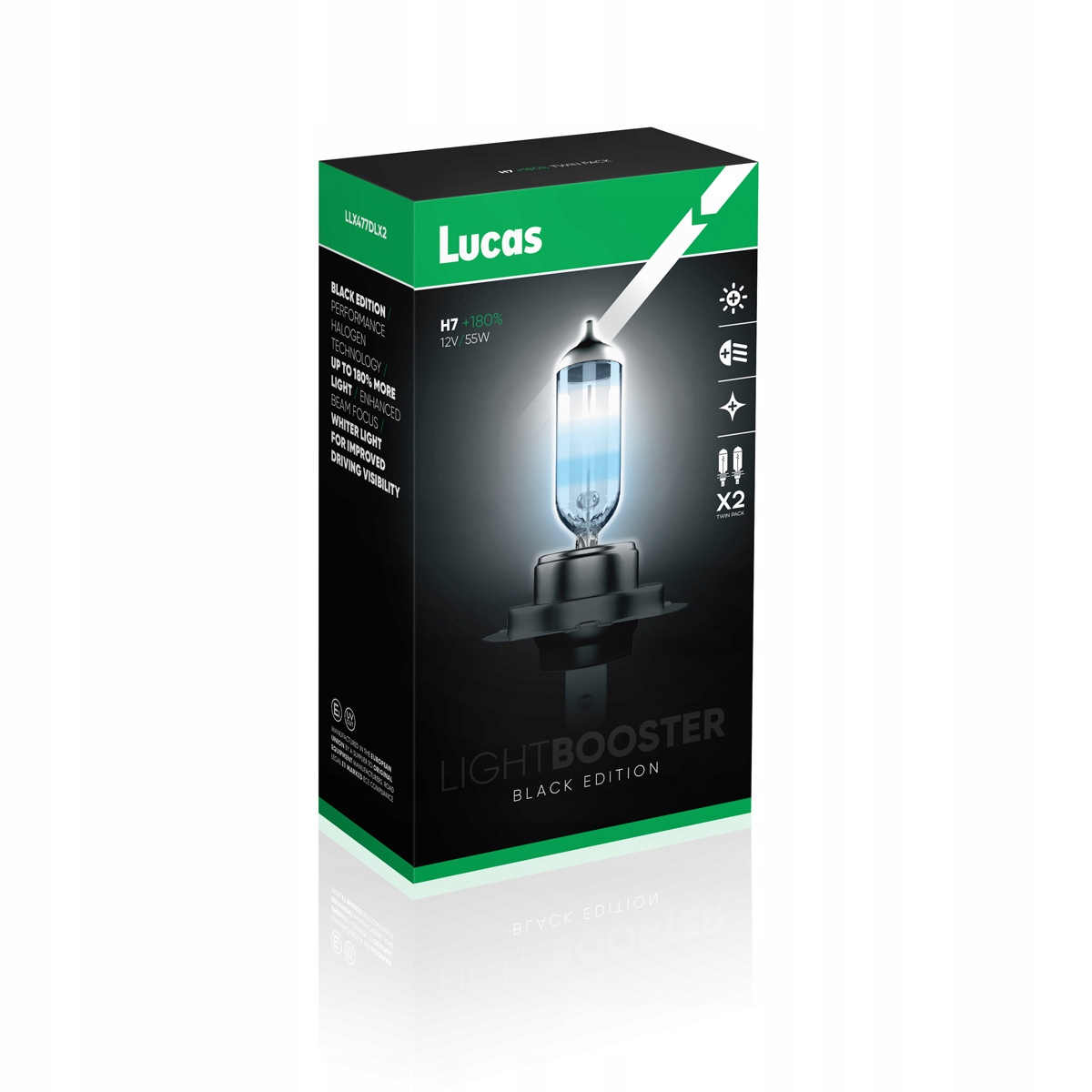 ŻARÓWKI LUCAS BLACK EDITION +180% H7 12V 55W