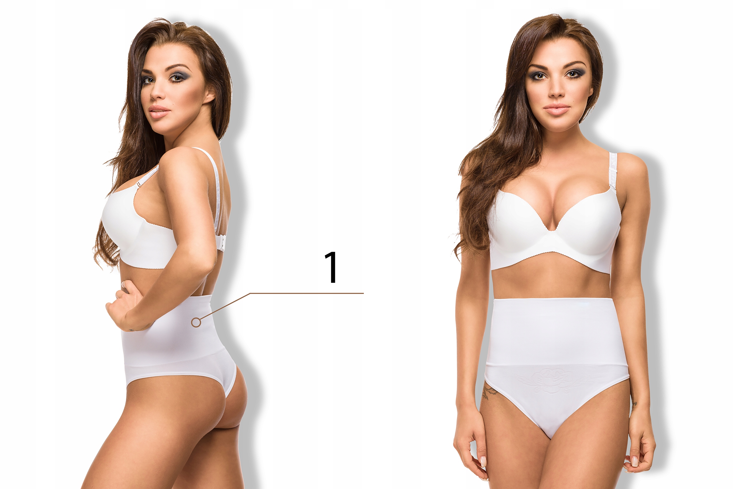 Stringi Majtki Damskie Wyszczuplające KORYGUJĄCE modelujące WYSOKIM STANEM Kolekcja Nowość bielizna czarna