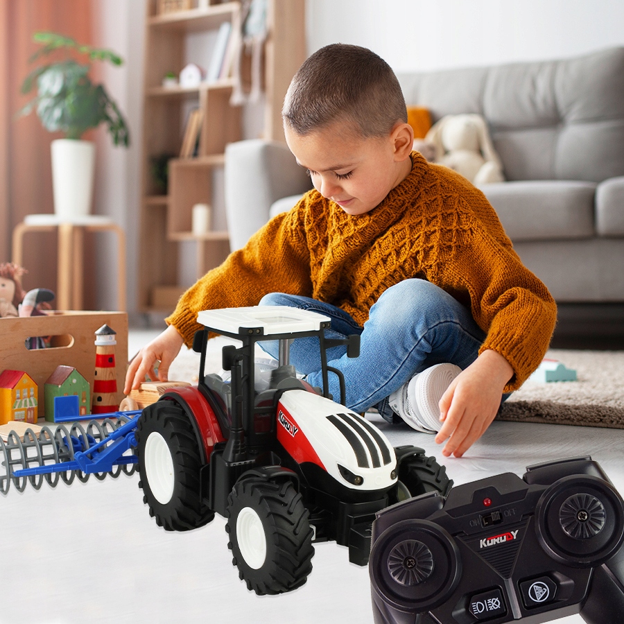 TRAKTOR ZDALNIE STEROWANY CIĄGNIK + WAŁ ROLNICZY MASZYNA ROLNICZA R/C 1:24 Szerokość produktu 22 cm