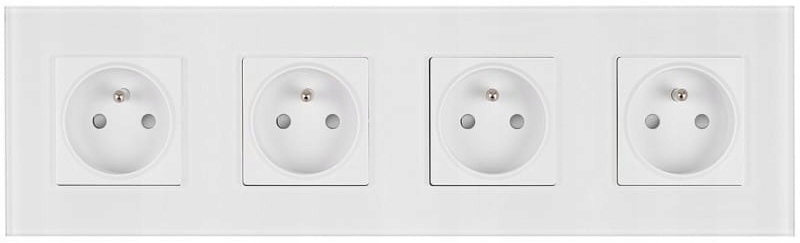 Kontakt Elektrická Zásuvka Se Skleněným Kolíkem FI60 Čtyřnásobná 4x1 Bílá