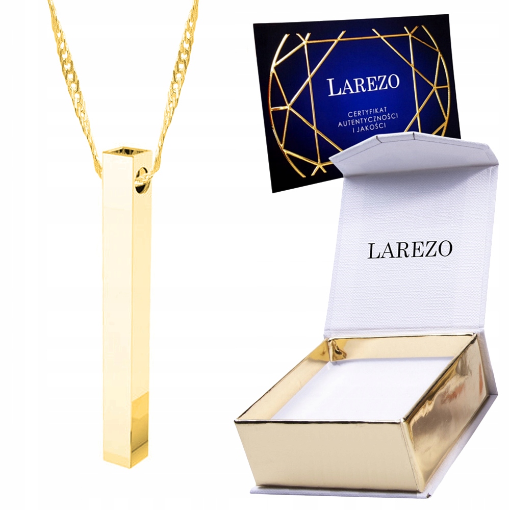Zlatý Náhrdelník 925 Pozlacený 999 s Trubičkou Nosníkem Obdélníkový Obdélník 24K