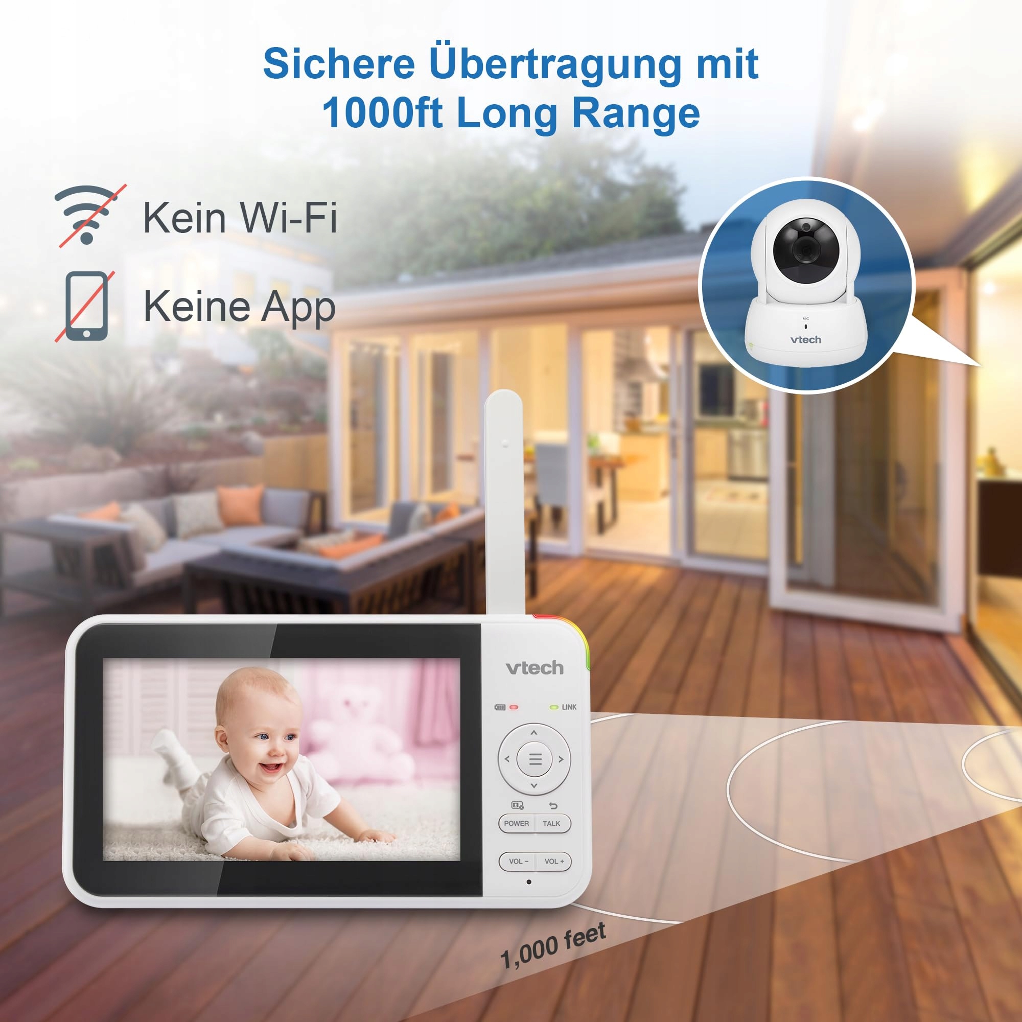 VTECH Niania Elektroniczna Kamera 5 Calowy Ekran 31h Bateria HD Nocna Wizja — miniatura 6