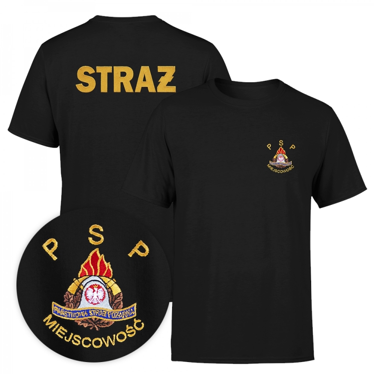 

S14 - L / Koszulka Psp haft Straż + miejscowość