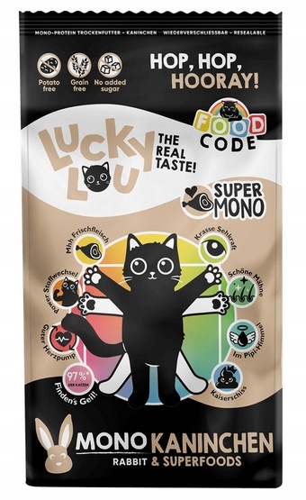 Lucky Lou Food Code Mono Królik 1,7kg karma monoproteinowa dla kota