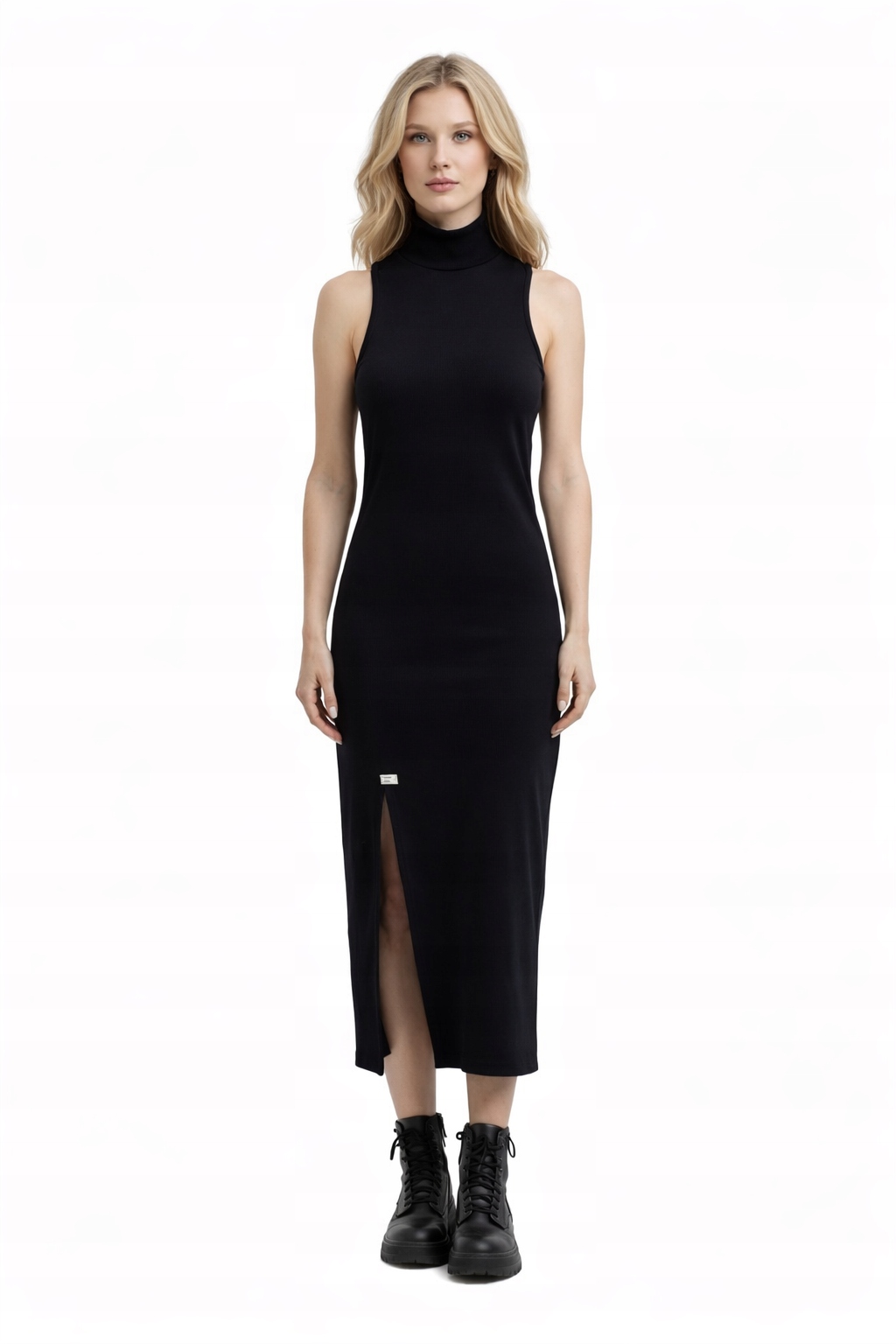 G Star Raw Černé Šaty S Rolákem A Rozparkem S I1K