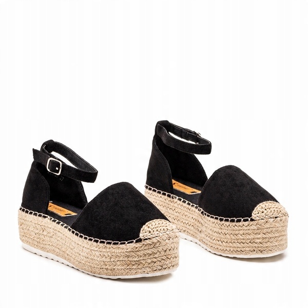 

JH93P Black Czarne Damskie Espadryle Platforma 40