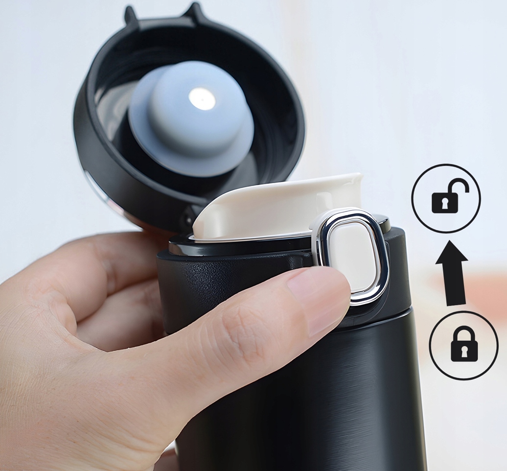 KUBEK TERMICZNY DUŻY TERMOS Z USTNIKIEM 420ML CZUJNIK TEMPERATURY LCD Model TERMOS NA KAWE HERBATE NAPOJE