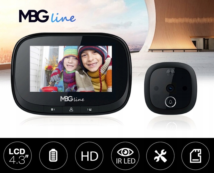 WIZJER LCD ZDJĘCIA DZWONEK JUDASZ CZUJNIK RUCHU HD Kolor chrom