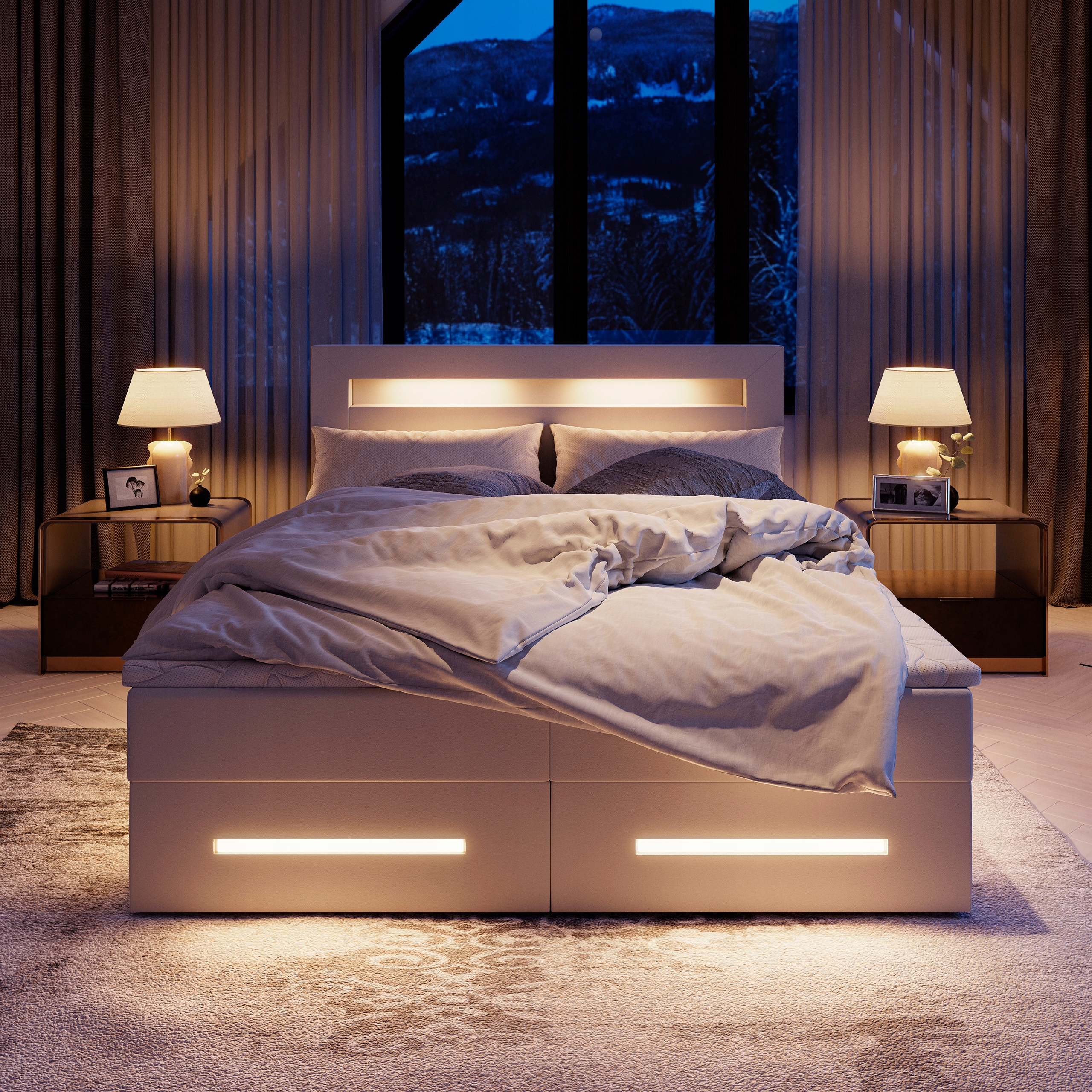 

Łóżko Led tapicerowane Manu 140x200 Kontynentalne