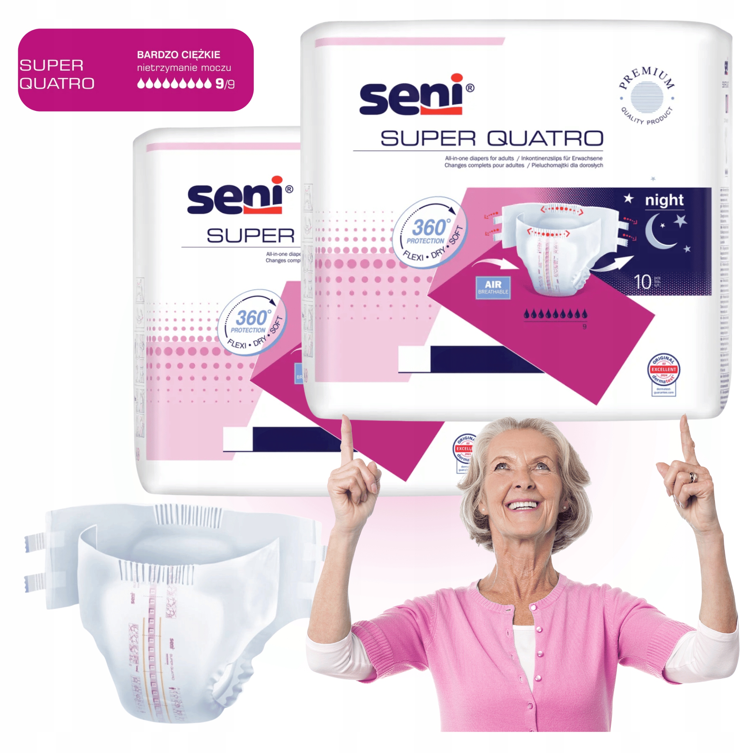 Pieluchomajtki Dla Dorosłych zapinane na rzepy Seni Quatro M 10szt