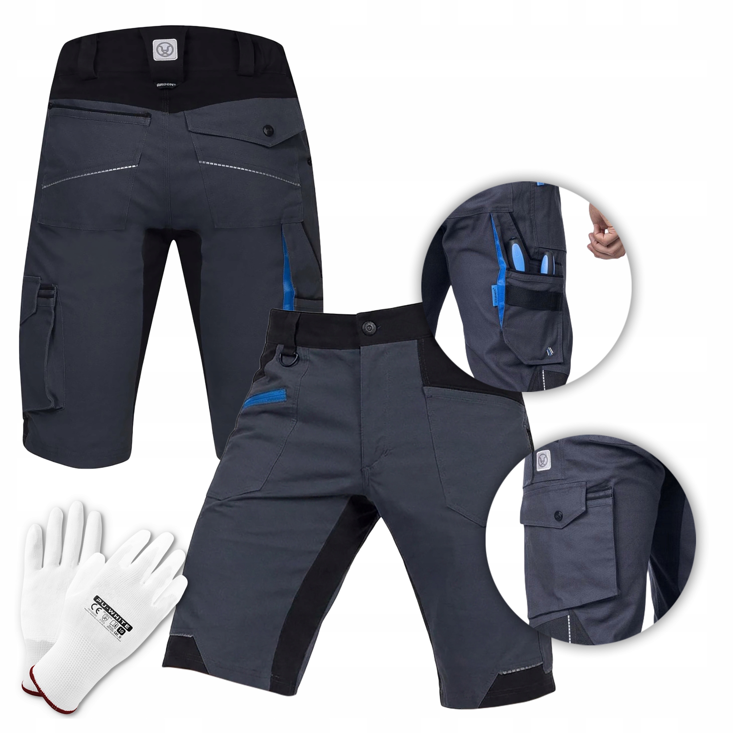 Kraťasy Krátké pánské elastické šortky Šedé Ardon 4Xstretch 54