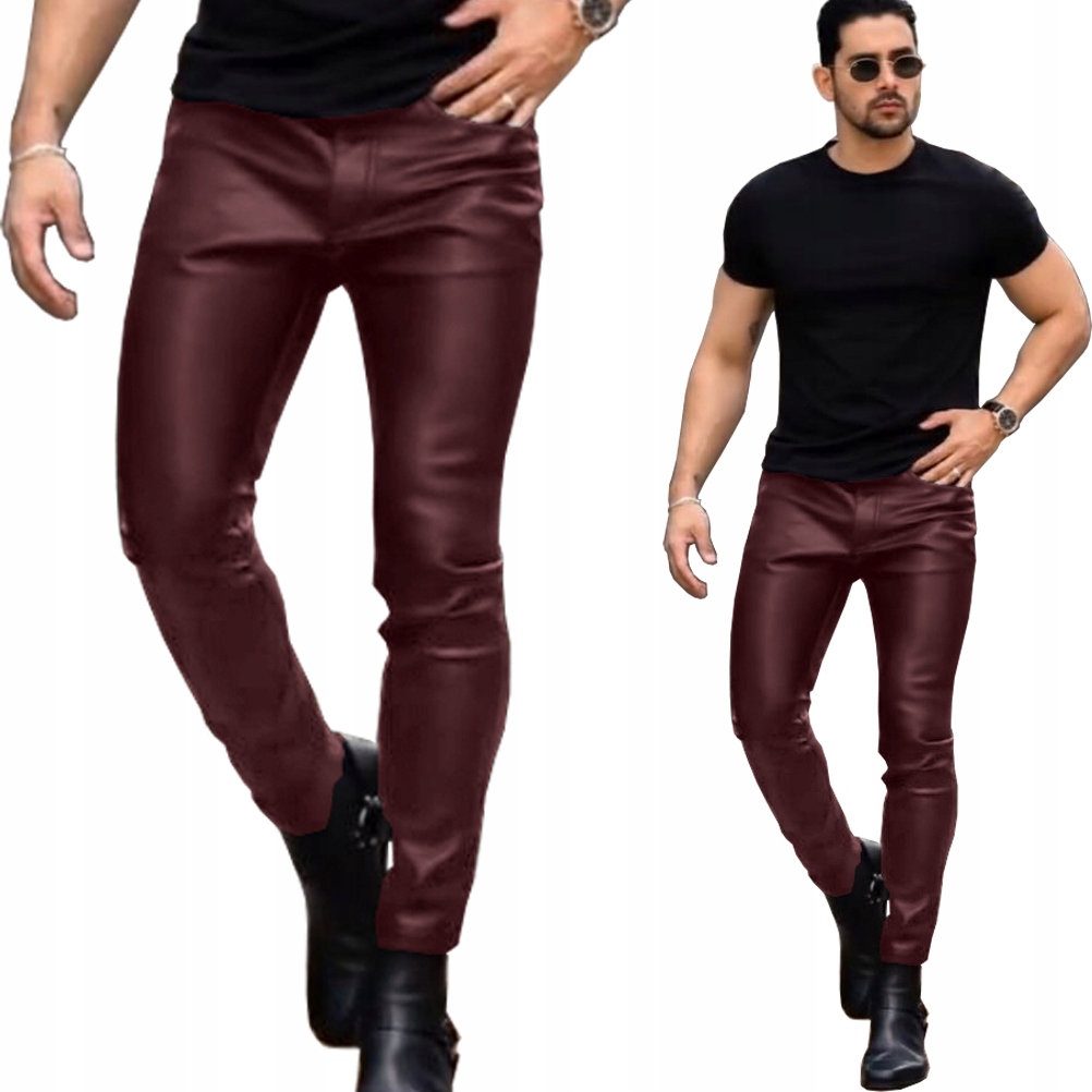 Pánské kalhoty Casual Slim Fit Voskované trubičky z kůže