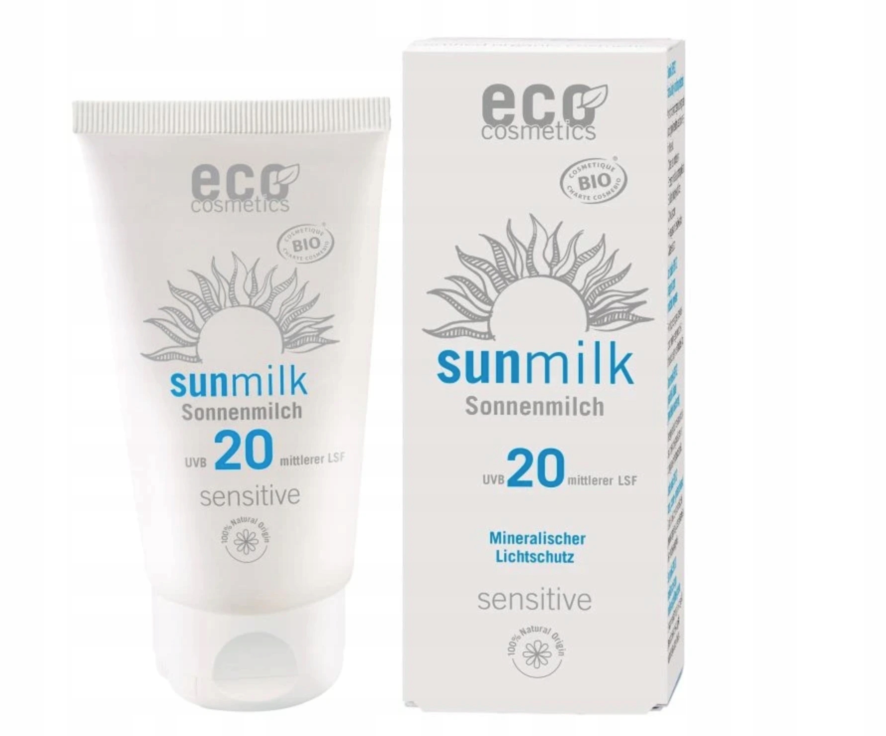 Eco Cosmetics Sun Milk Sensitive, opalovací mléko Spf 30, Bio, 75 ml