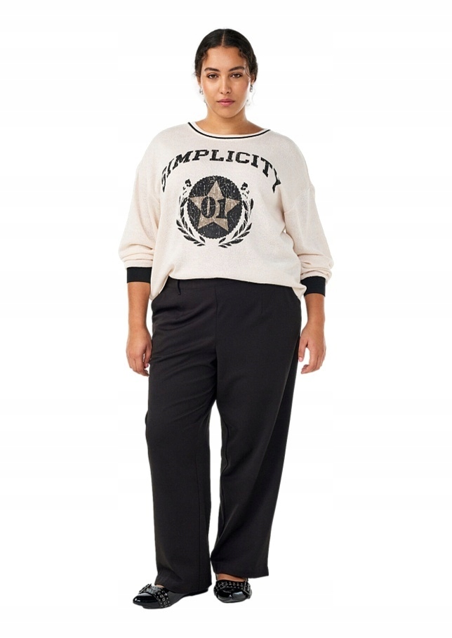 Zizzi Elegantní Černé Kalhoty S Rovnými Nohavicemi 808A 60