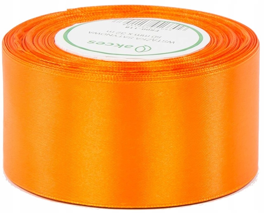 WSTĄŻKA TASIEMKA SATYNOWA 50mm 32m Intensywny pomarańcz A-118
