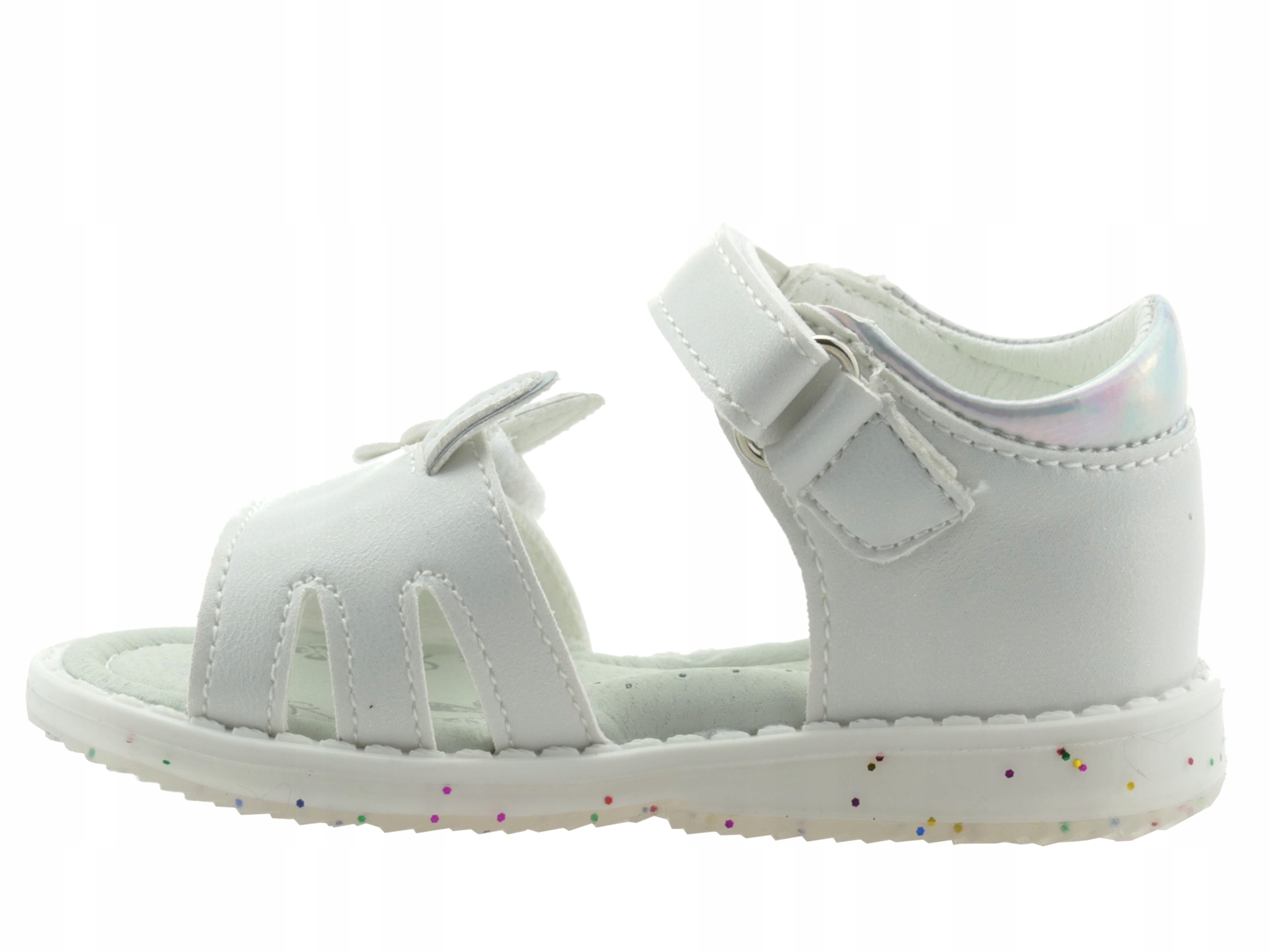 SANDAŁY DZIEWCZĘCE BUTY DZIECIĘCE SANDAŁKI NA RZEPY WKŁ. SKÓRA R. 22 Kolor biały