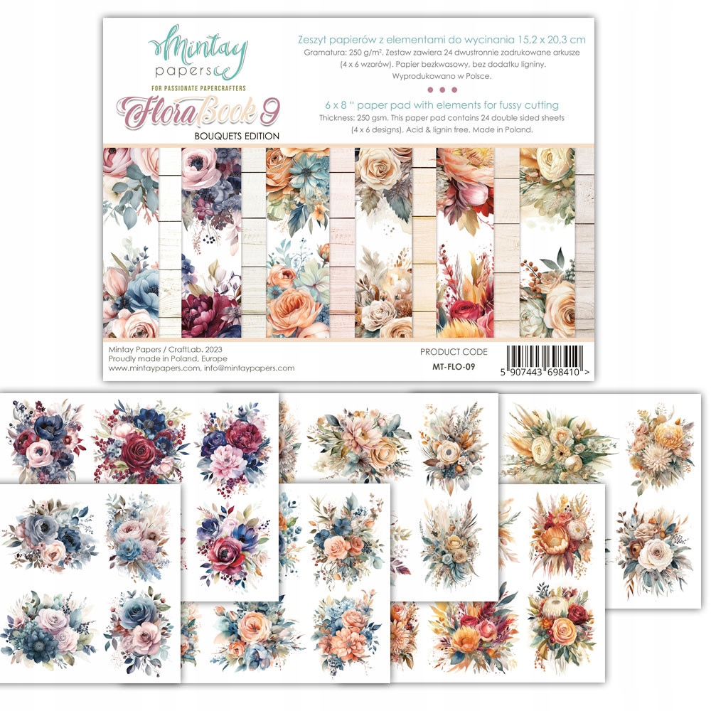 Zestaw papierów 15,2 x 20,3 Mintay Flora Book 09