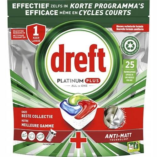 Levně Dreft Platinum Plus All in One Kapsle do Myčky 25 ks