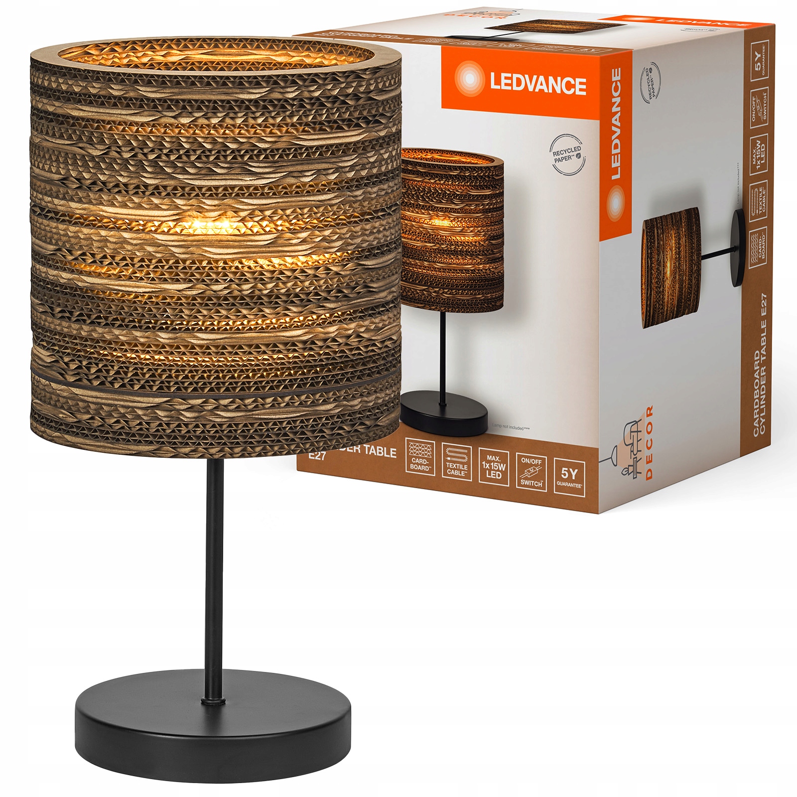 Stolní lampa Stojící Dekorativní stolní lampa E27 Hnědá Usb-c Decor