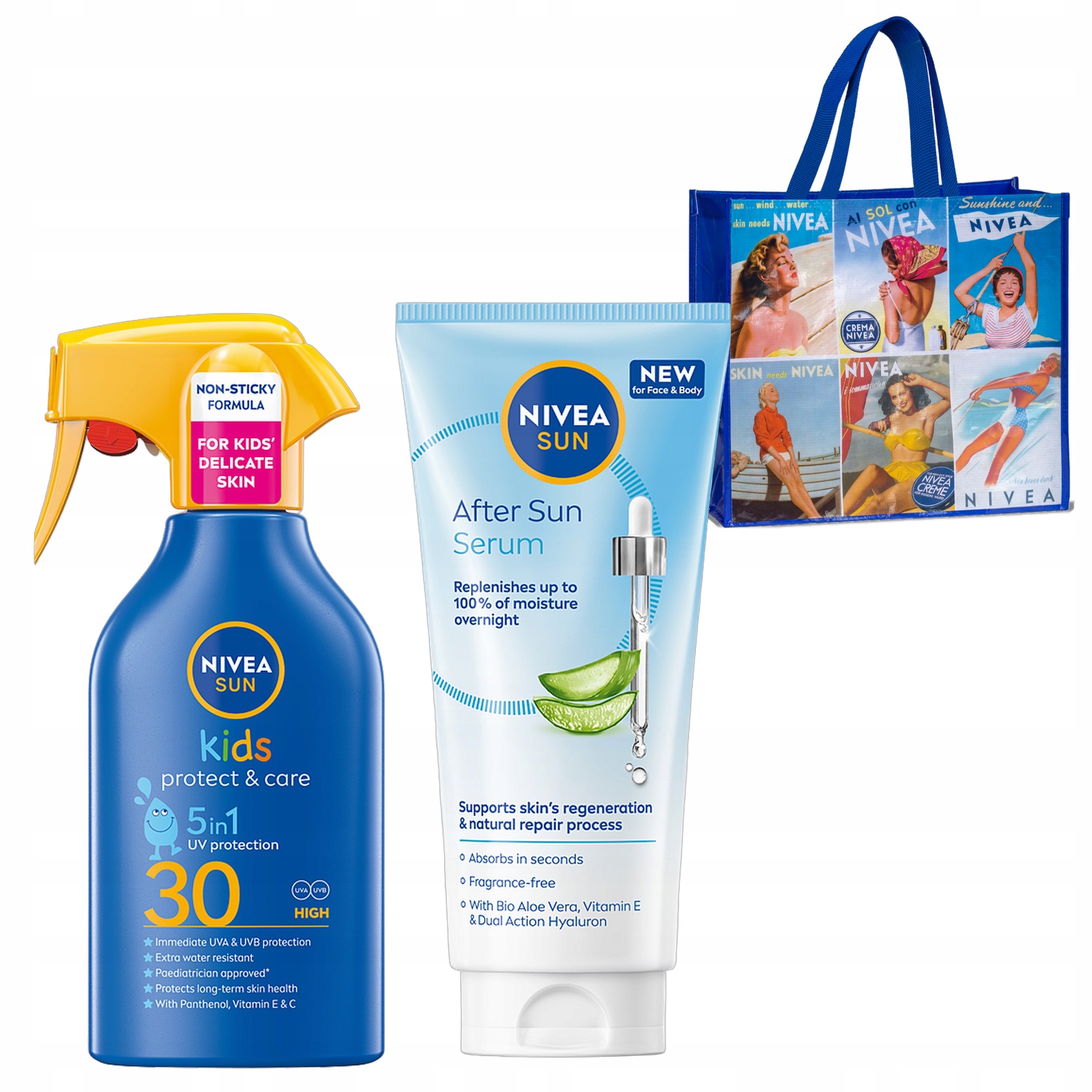 Nivea Sun Kids Sprej pro děti SPF30 250 ml Zklidňující sérum 100 ml +dárek