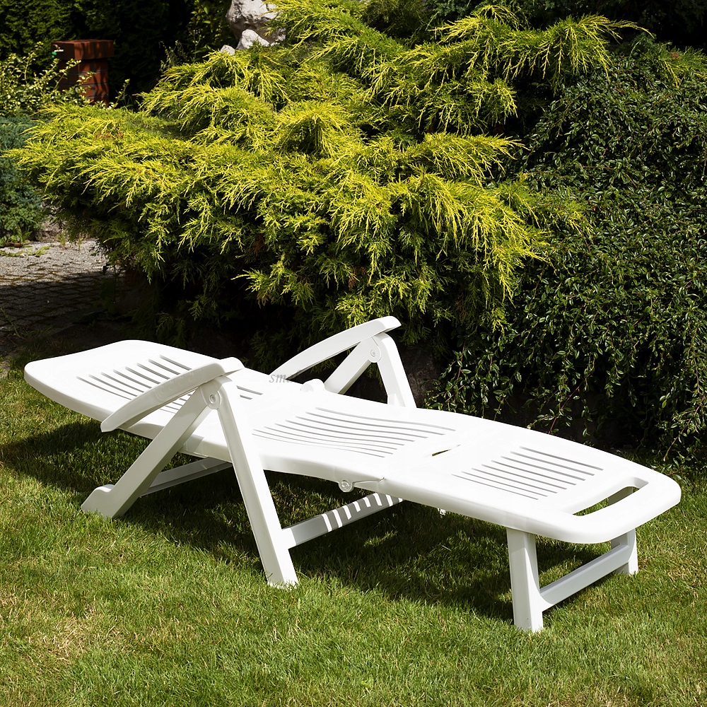 LEŻAK BASENOWY BIAŁY ROZKŁADANY LEŻAKI OGRODOWE Waga 9.5 kg