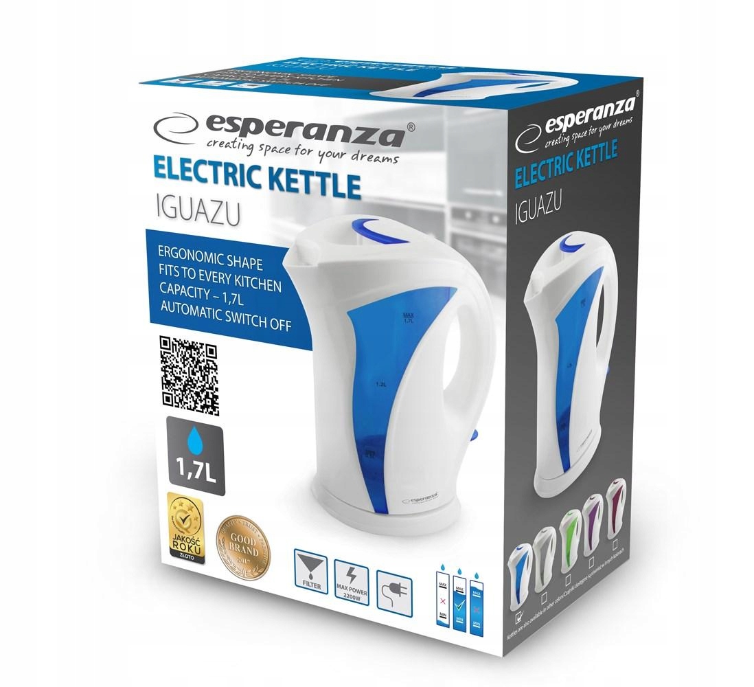 Czajnik elektryczny Esperanza Iguazu EKK018B 2200W 1.8l kolor niebieski