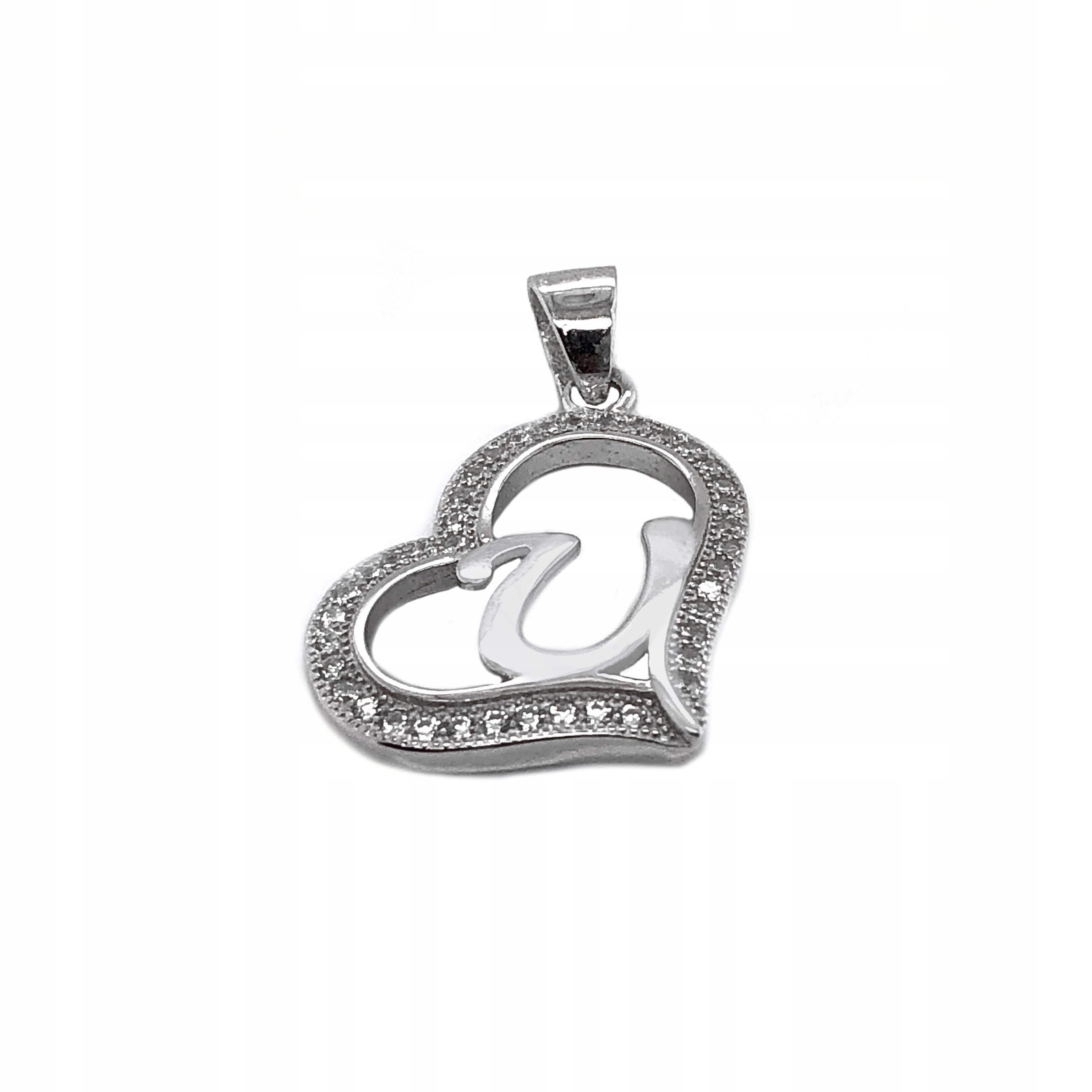 

Literka U srebrna w serduszku Ag 925