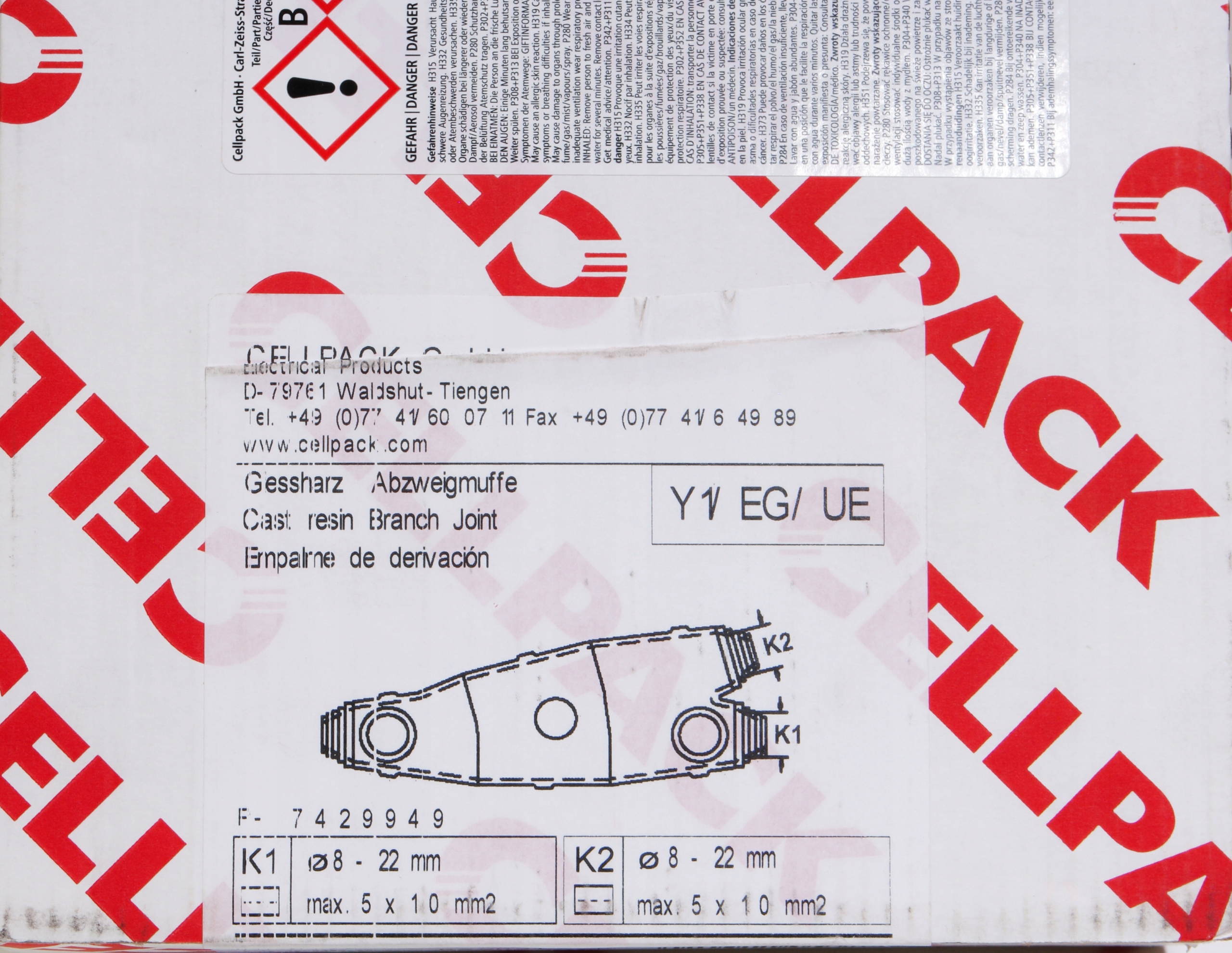 Kabelová rozbočovací pryskyřičná mufa Y1 Eg 124730