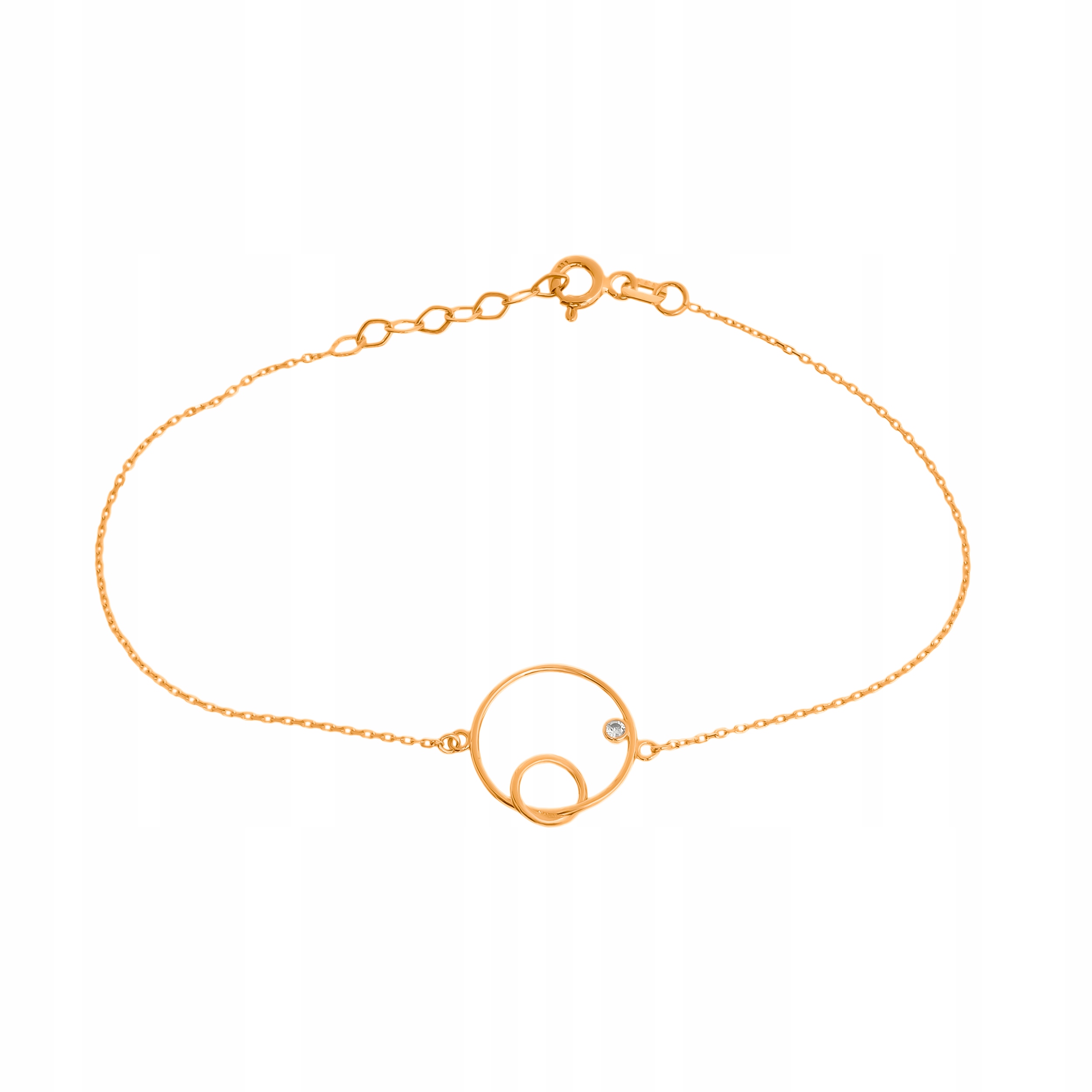 

Złota Bransoletka pr333 Kółko Koło Cyrkonia Grawer