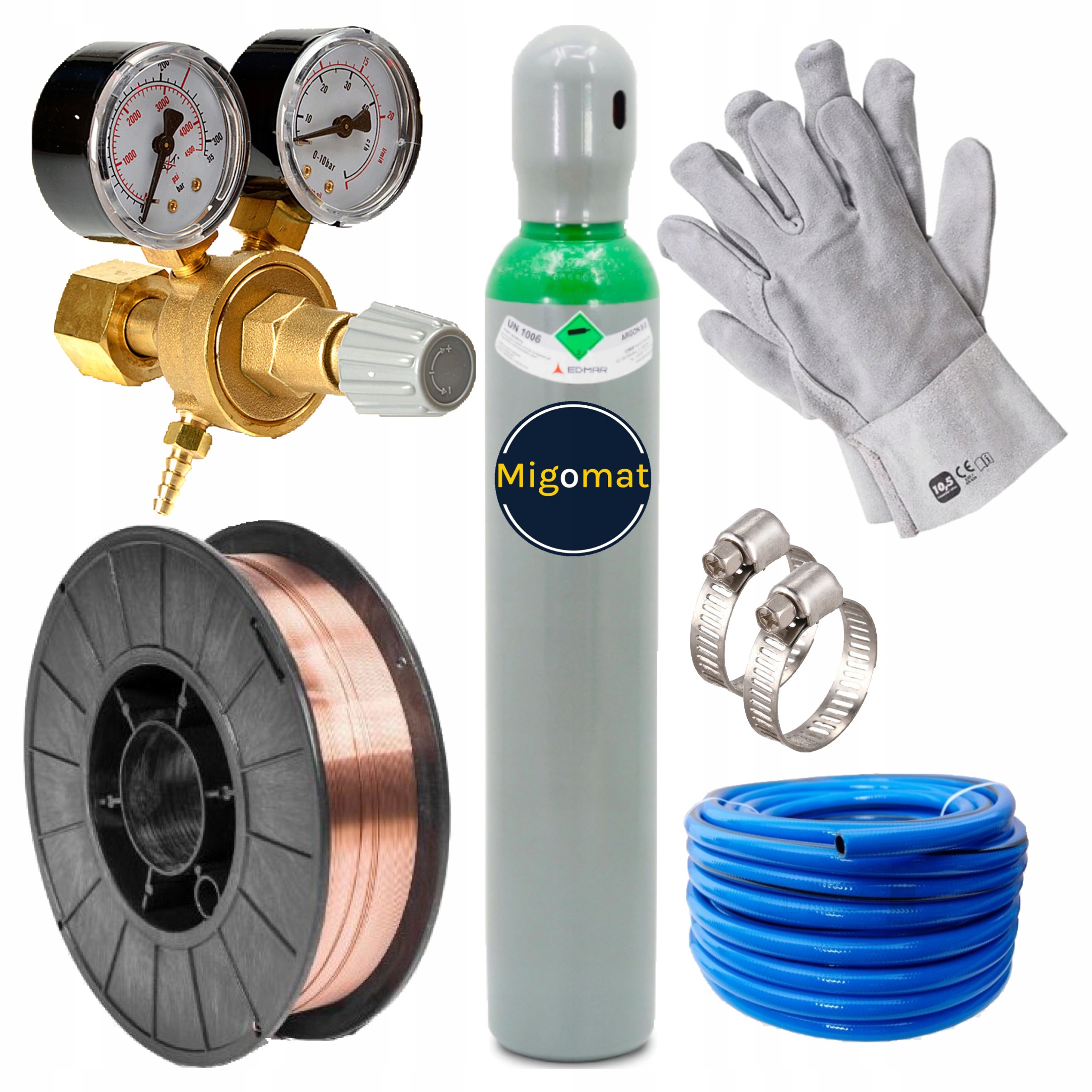 Komplet do spawarek MAGNUM: BUTLA pełna! REDUKTOR DRUT RĘKAWICE WĄŻ OPASKI