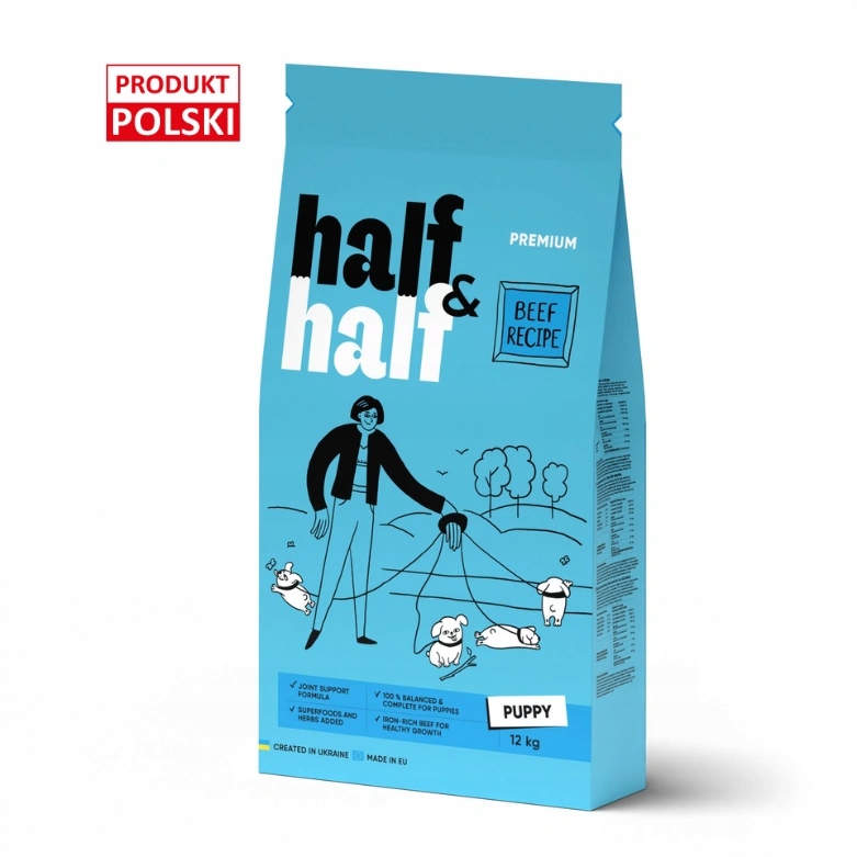 Half&amp;Half suché krmivo pro štěňata hovězí maso 12 kg