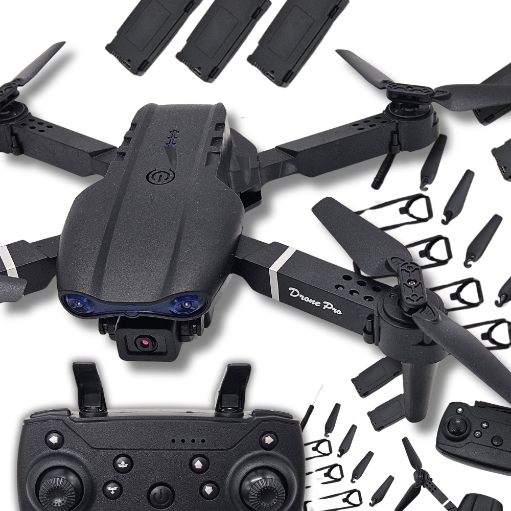 Dron E99 Pro 4K Hd WiFi Etui 2 Kamery Led 3 Baterie Akumulatory Szary