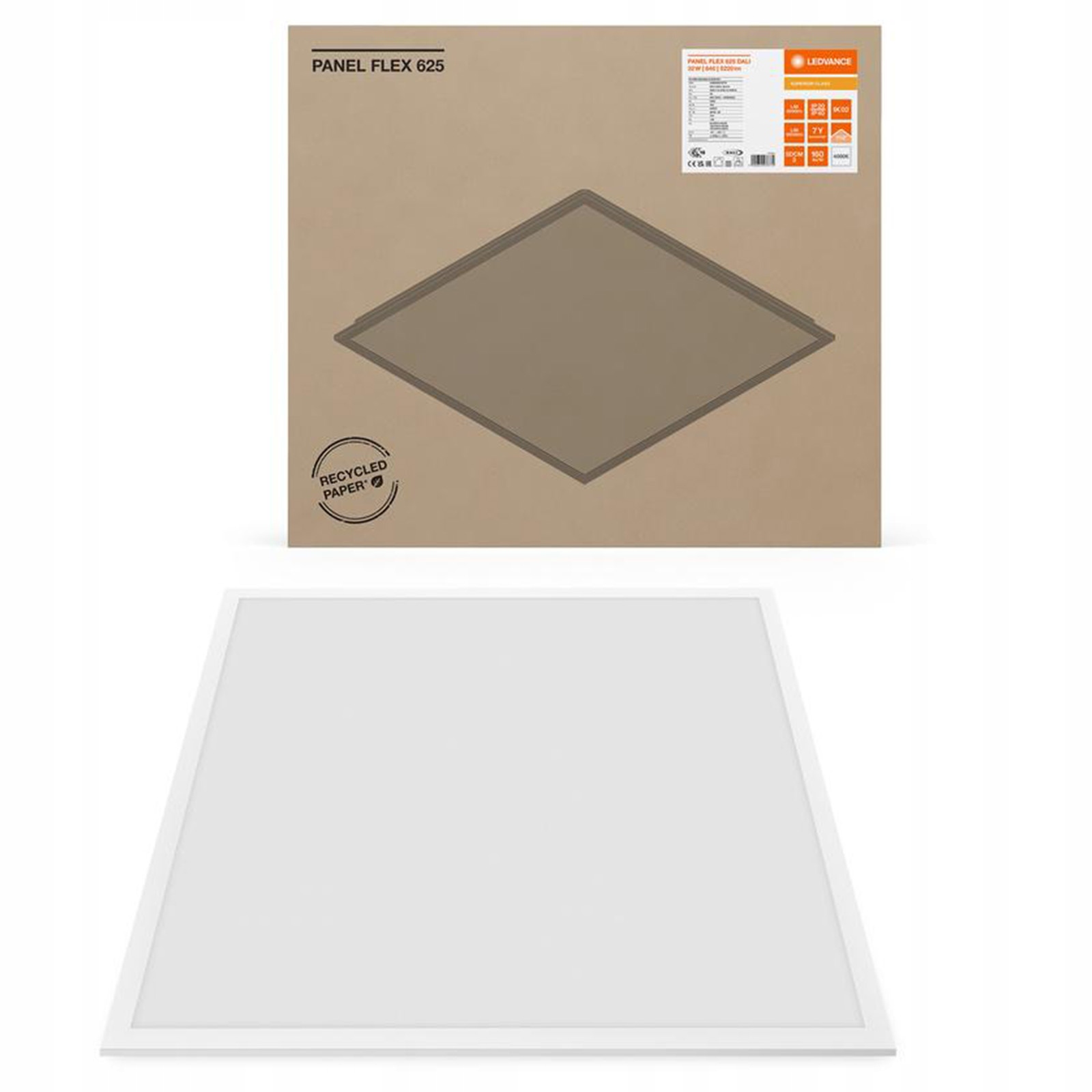 Led panel Lampa 32W 5220lm 4000K Nástenná podomietková 62x62cm Flex