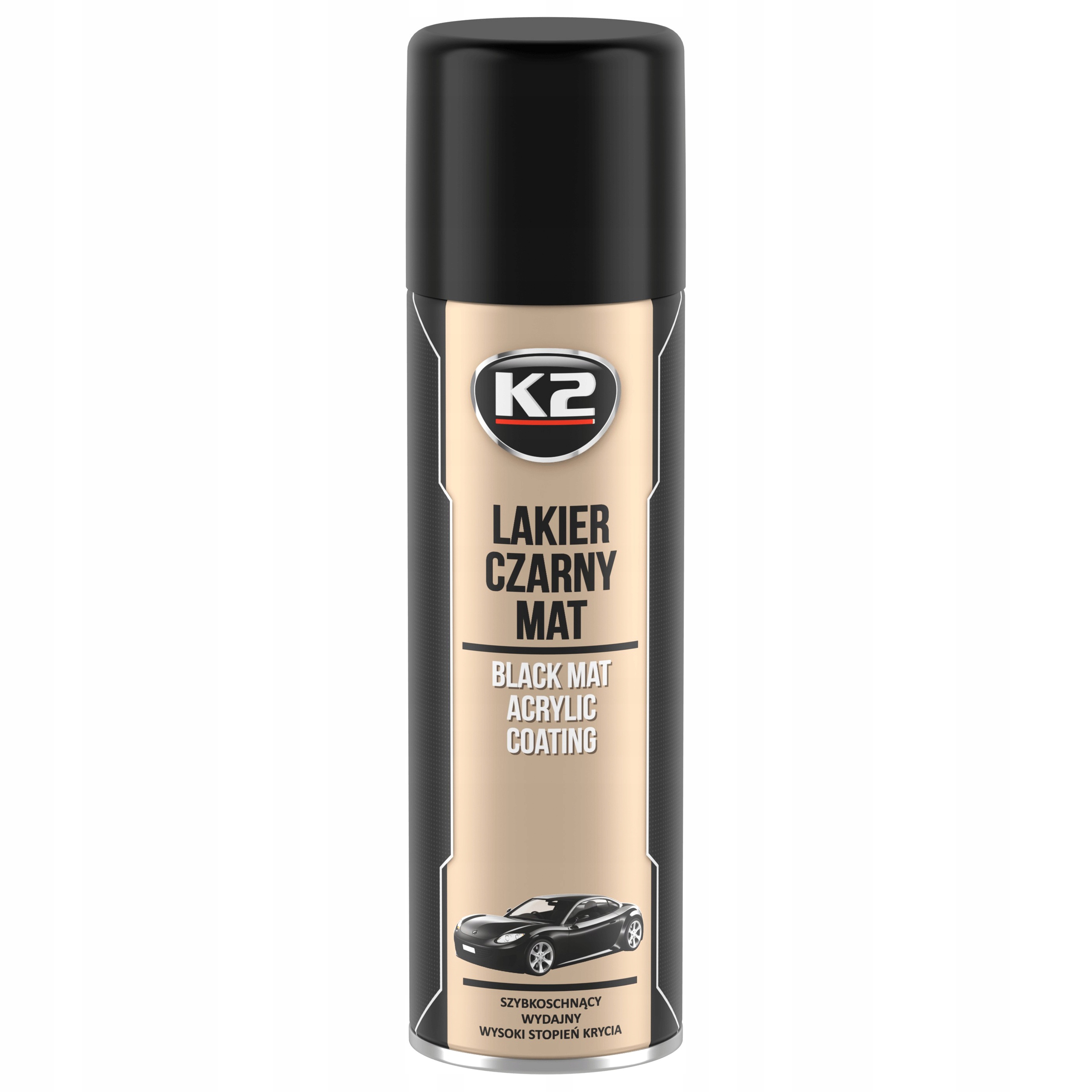 K2 LAKIER CZARNY MAT AKRYLOWY SZYBKOSCHNĄCY 500ML