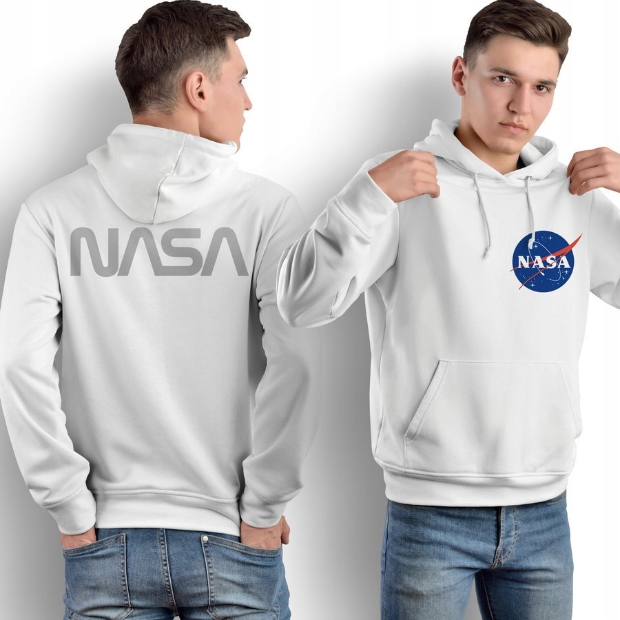 

Bluza męska Nasa, kangurka Z Odblaskiem, biała Xs