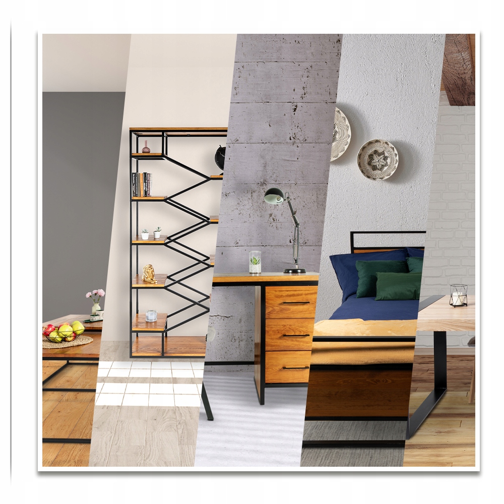 REGAŁ Stojący DREWNIANY INDUSTRIALNY Loft 200cm Wysokość mebla 200 cm