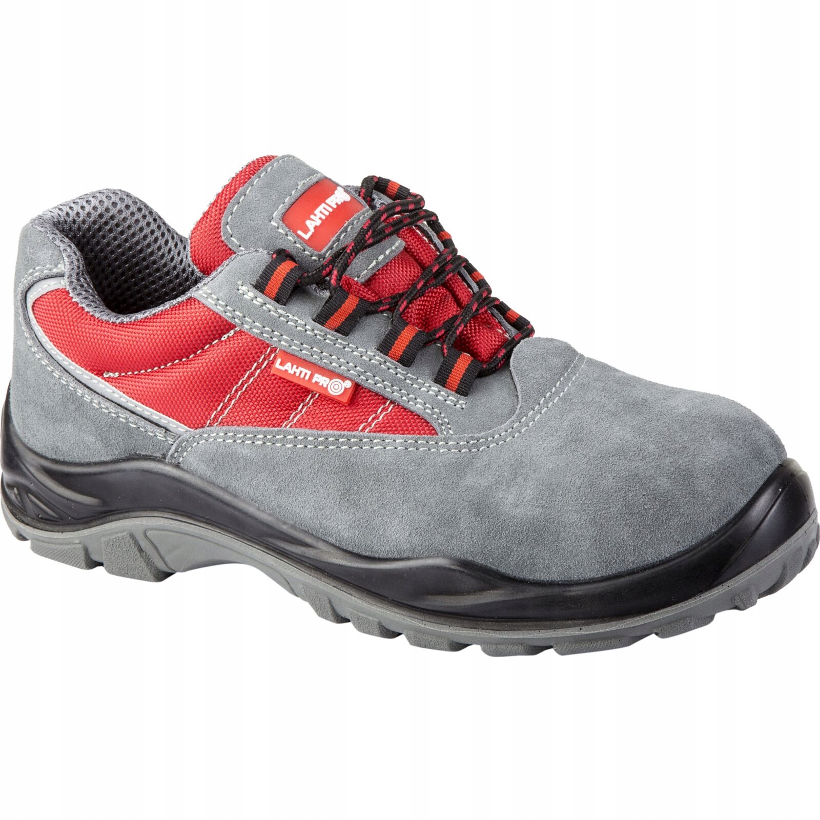 Semišové Polobotky/oxford Šedo-červené, S1P, Phase, 42, Ce, Lahti